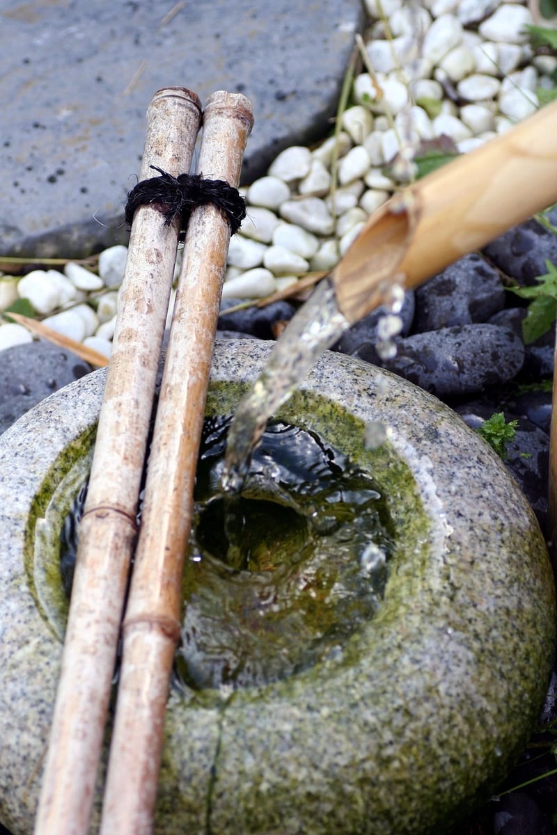 Bamboo Fountain in Japanese Garden